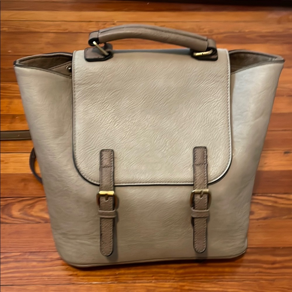 Jen & Co. Gray Leather Backpack